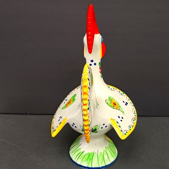 Vintage hand-painted ceramic folk art " Good Luck"  rooster made in Portugal - Picture 2 of 10